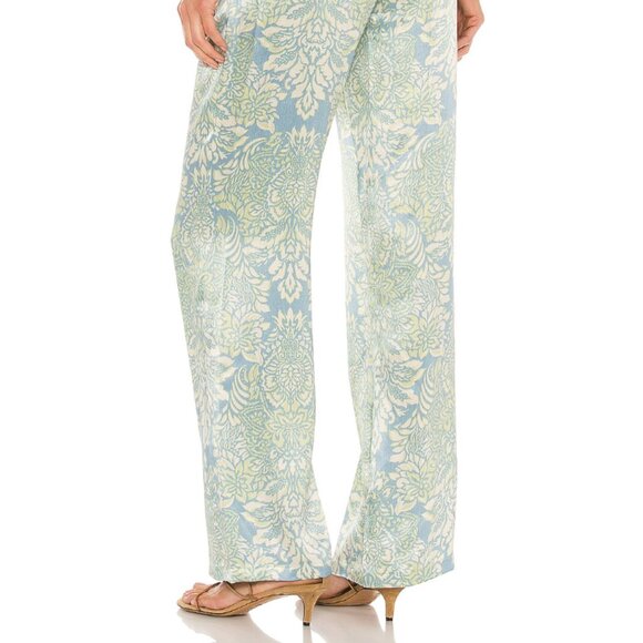 Alexis Blue and Green Damask Patterned Kaloni Pants Size S - Picture 7 of 14